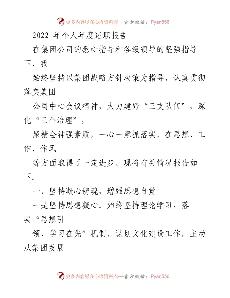 [述职报告] 年度总结 - 2022年度个人述职报告总结与反思.docx_第1页