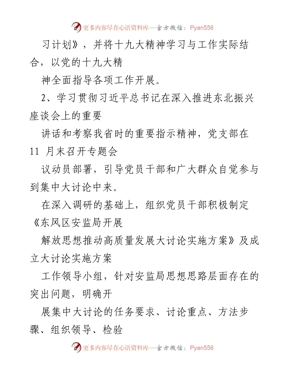 [述职报告] 安监局党建工作 - 安监局支部书记党建履职情况汇报.docx_第2页