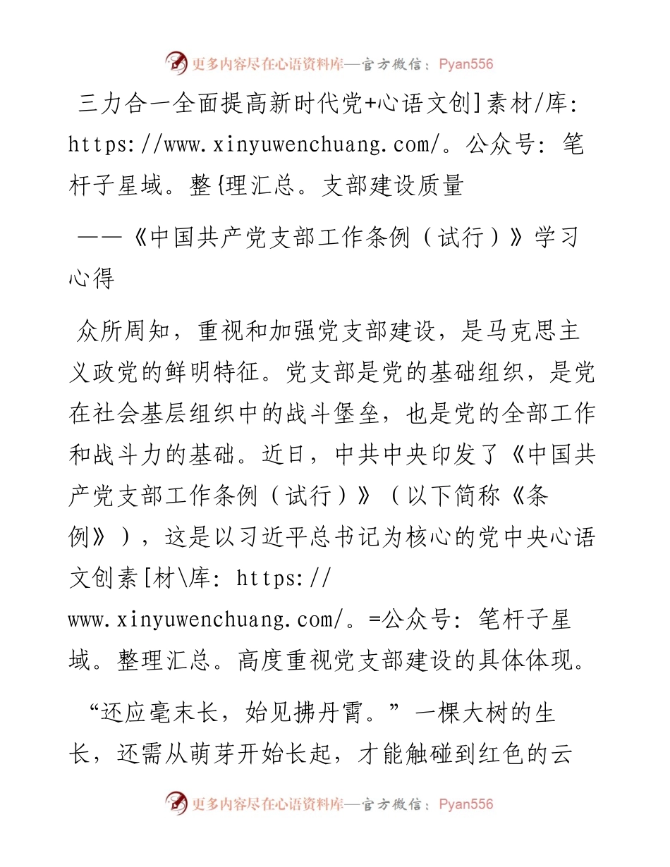 《中国共产党支部工作条例（试行）》学习心得4.docx_第1页