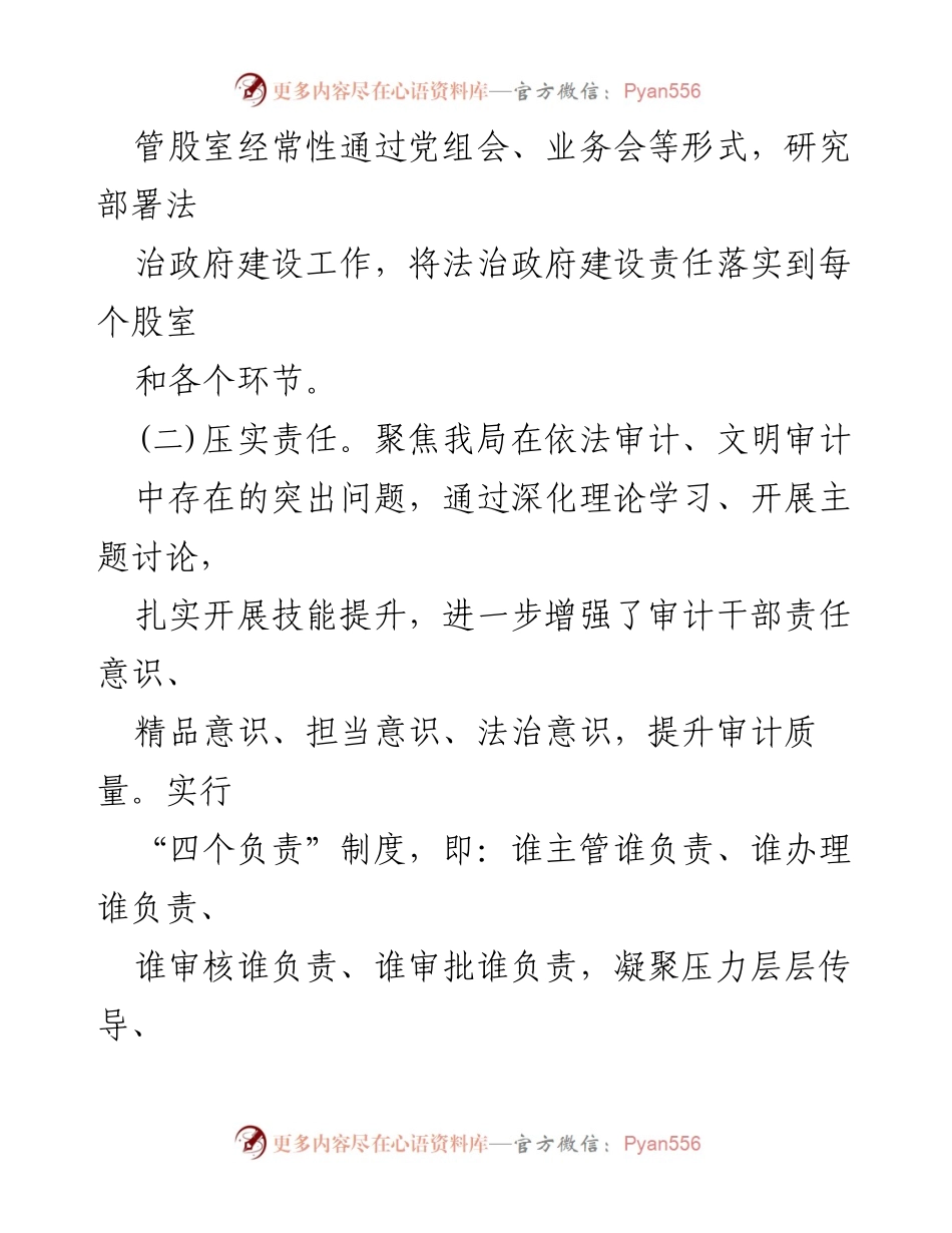 [述职报告] 年度工作总结 - 2023年审计局局长法治建设述职报告.docx_第2页