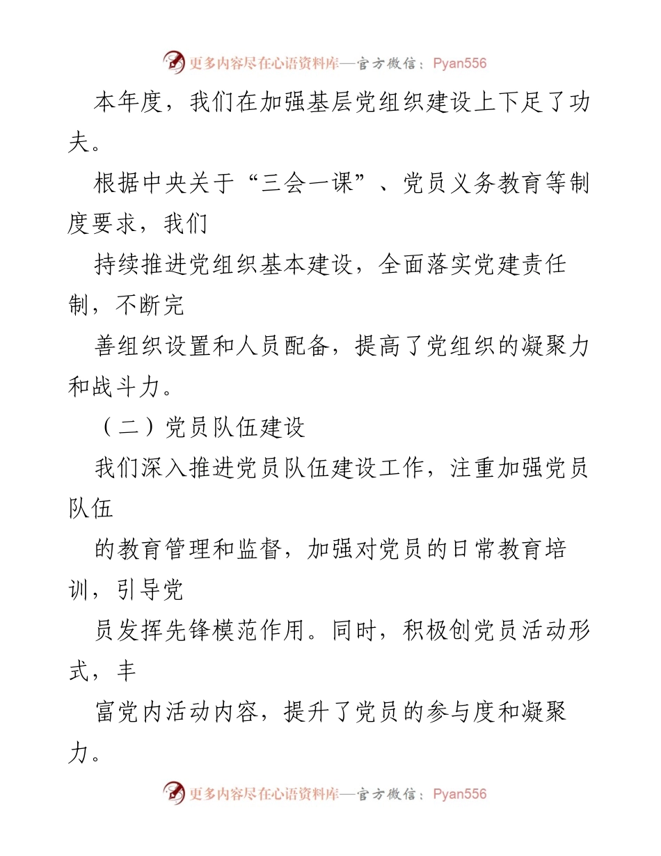 [述职报告] 基层党建工作 - 2024年度基层党建述职报告总结与展望.docx_第2页