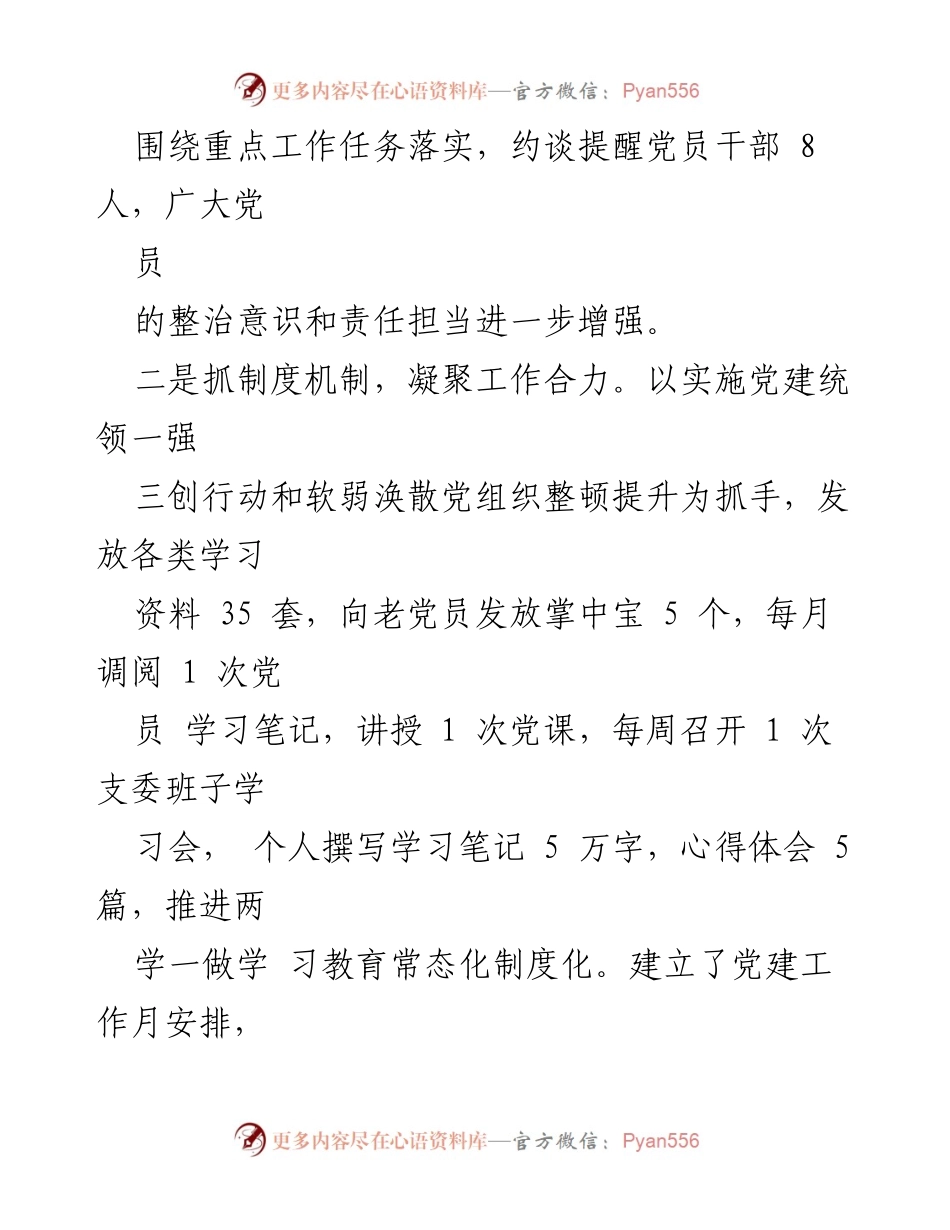 [述职报告] 村书记党建工作会议 - 2023年村书记党建工作述职报告总结.docx_第2页