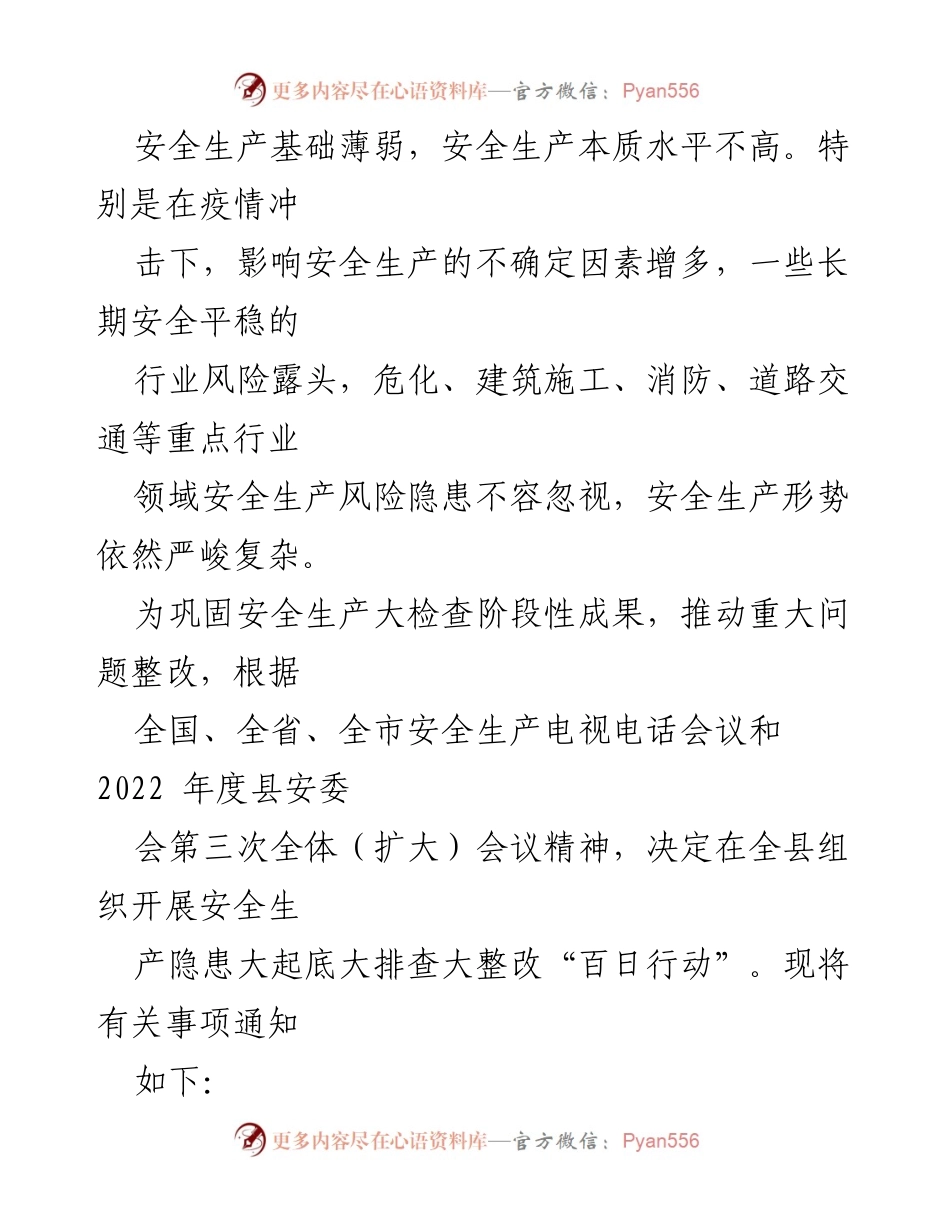 [通知] 安全生产 - 开展安全生产隐患大起底大排查大整改“百日行动”的通知.docx_第2页
