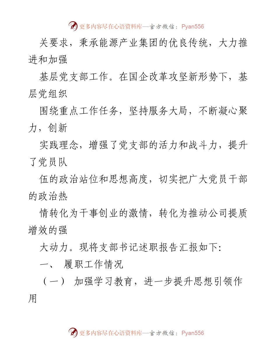 [述职报告] 基层党建 - 山西能源合成天然气有限公司党支部书记述职报告.docx_第2页