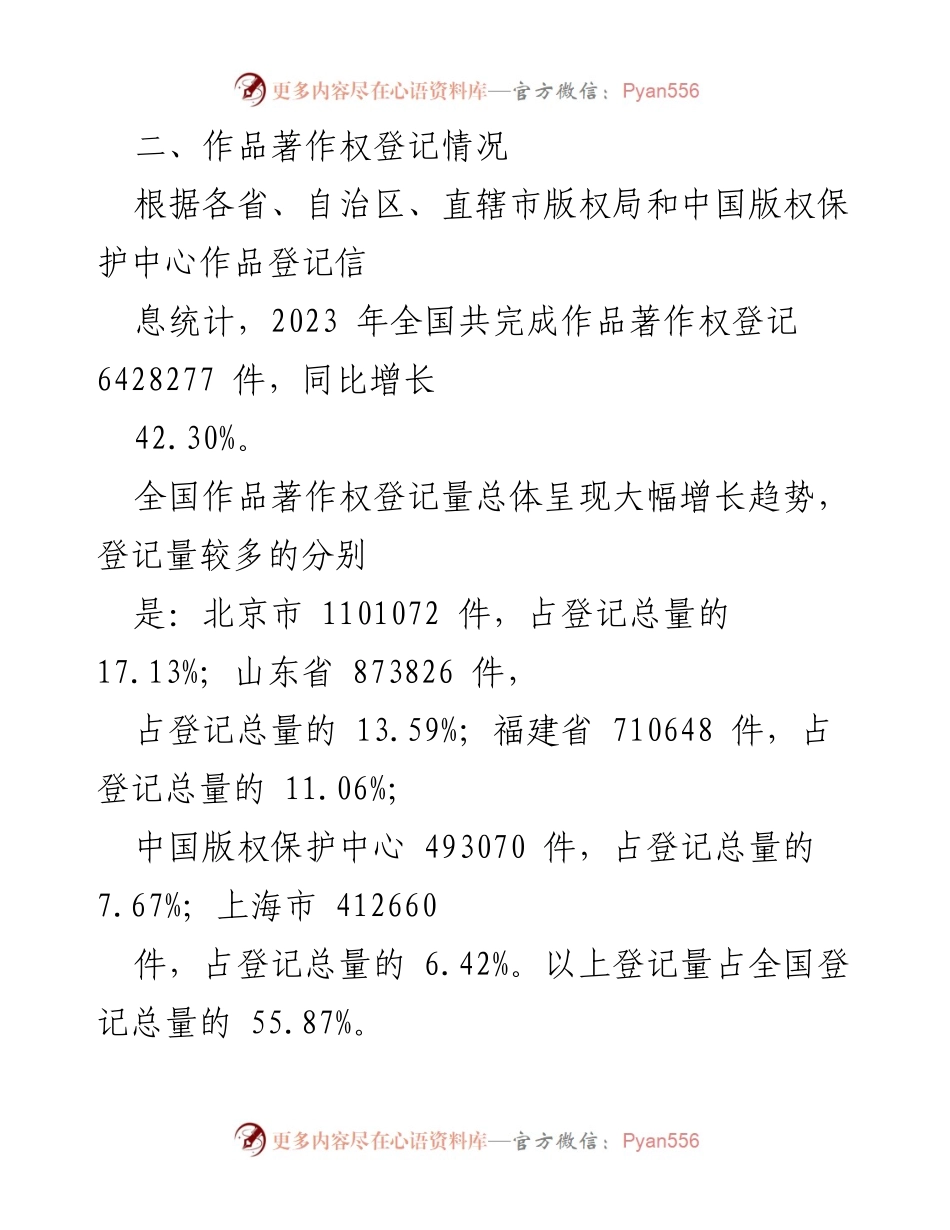 [通报] 全国著作权登记情况 - 2023年全国著作权登记情况通报.docx_第2页
