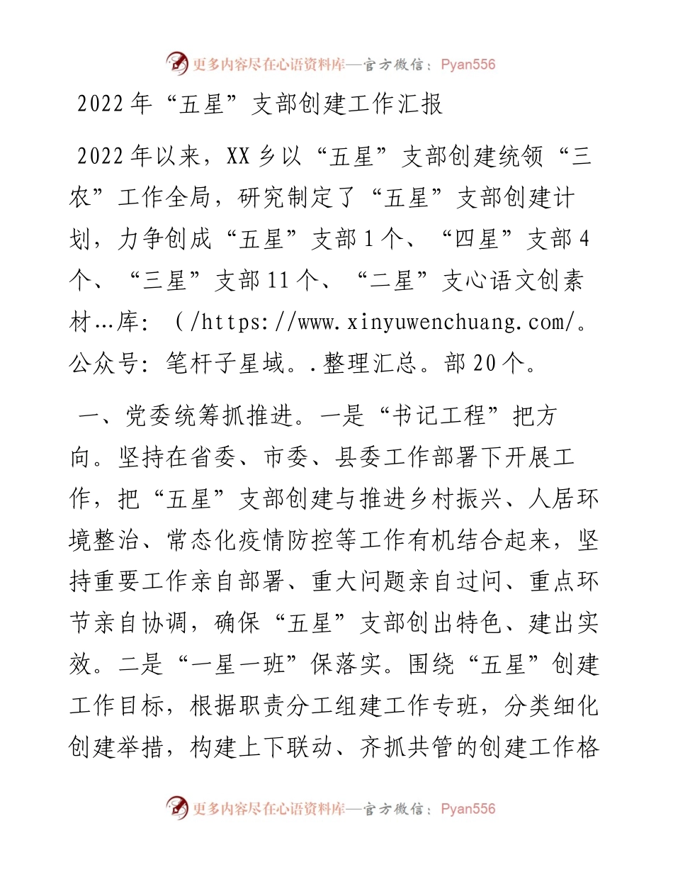 “五星”支部创建工作汇报.docx_第1页