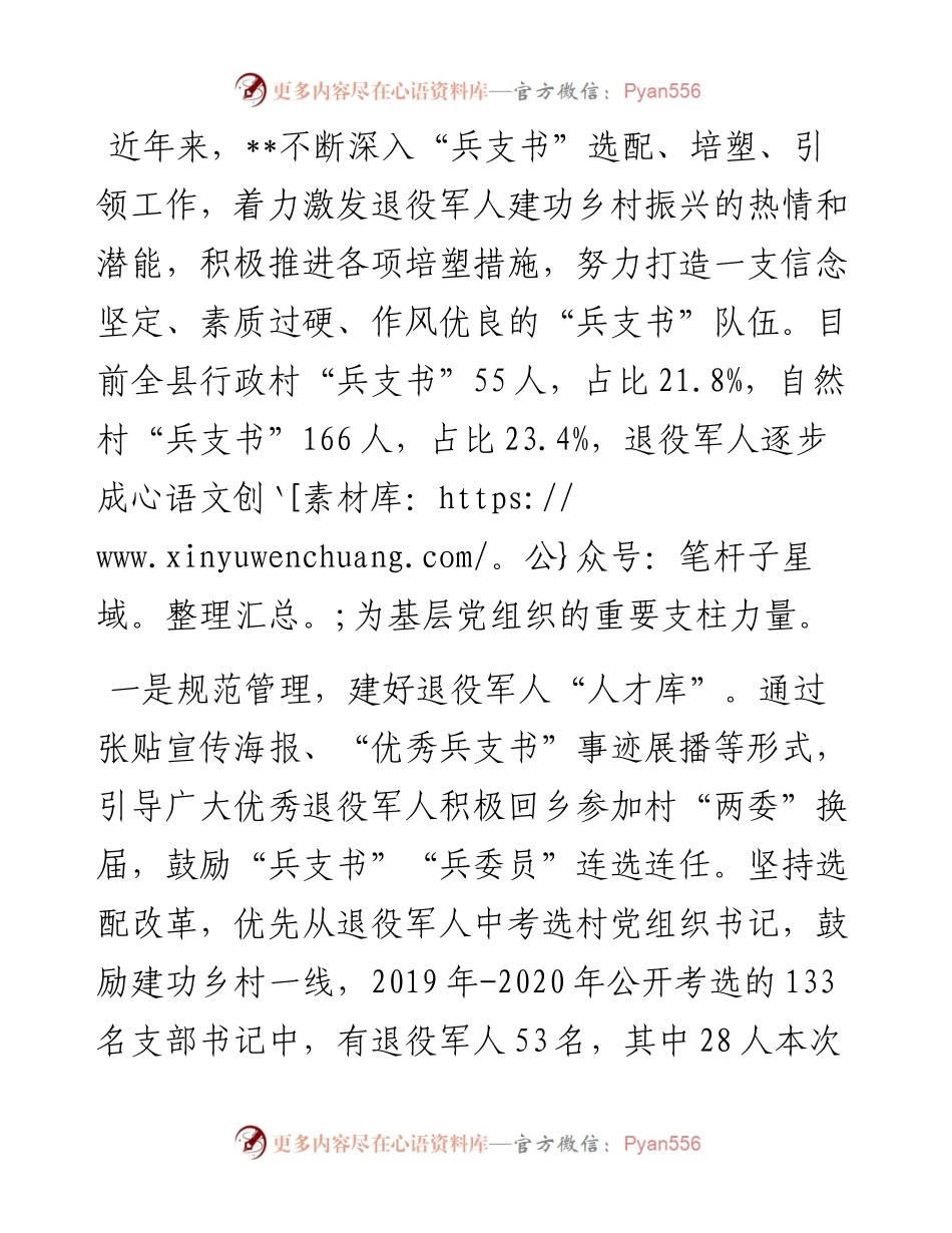 “兵支书”队伍建设典型发言.docx_第1页