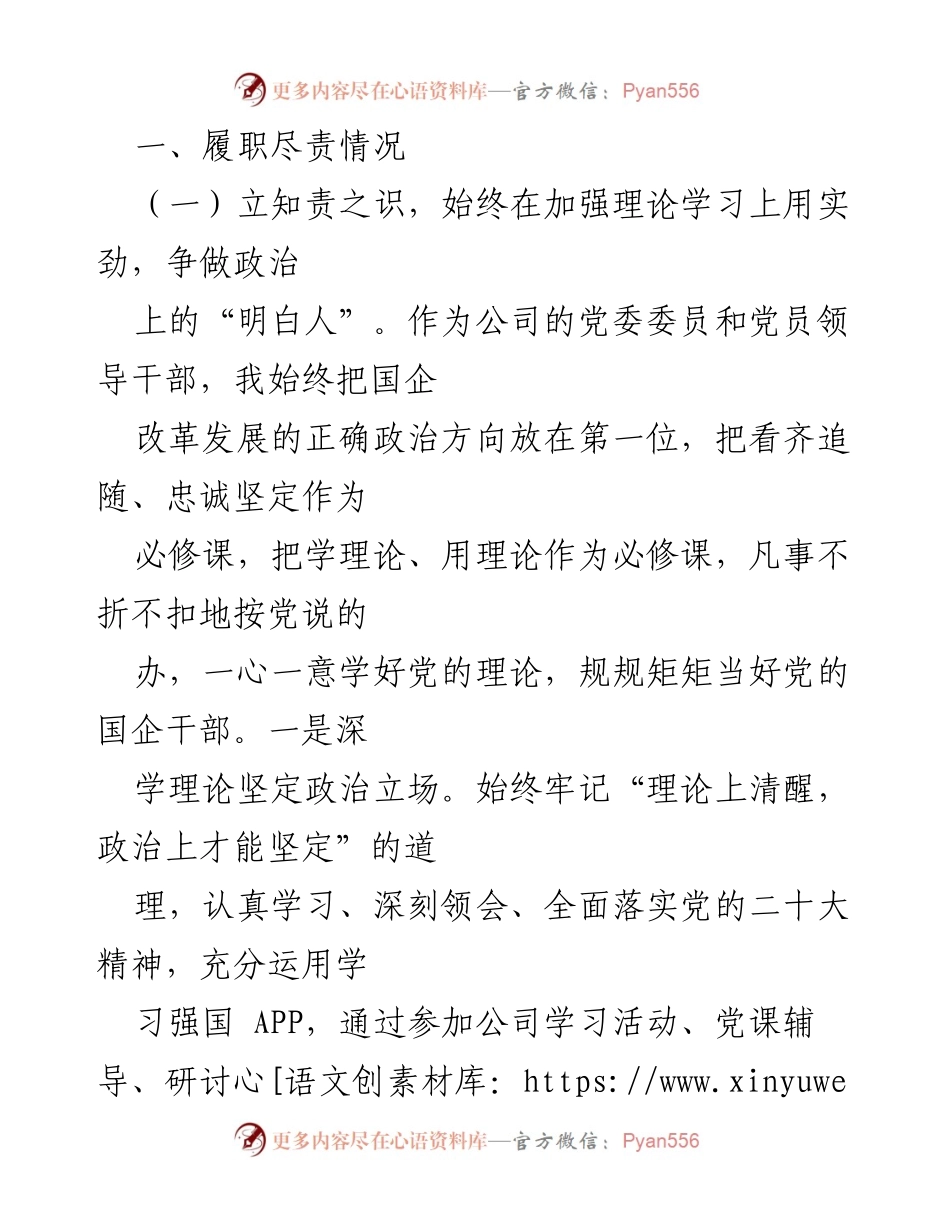 [述职报告] 国企党委会议 - 2022年度述职述廉报告摘要.docx_第2页