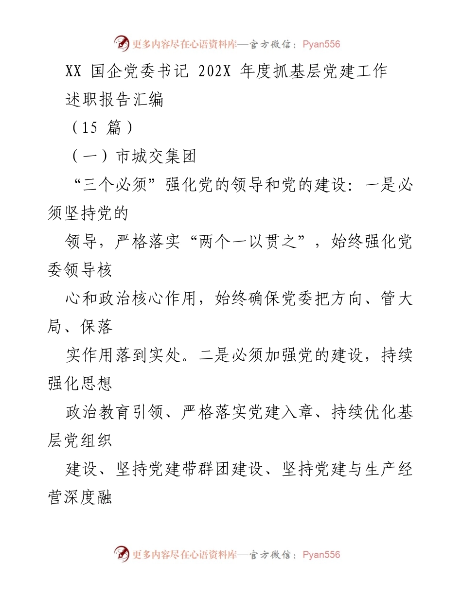 [述职报告] 年度工作总结 - 强化党的领导与建设，推动高质量发展.docx_第1页