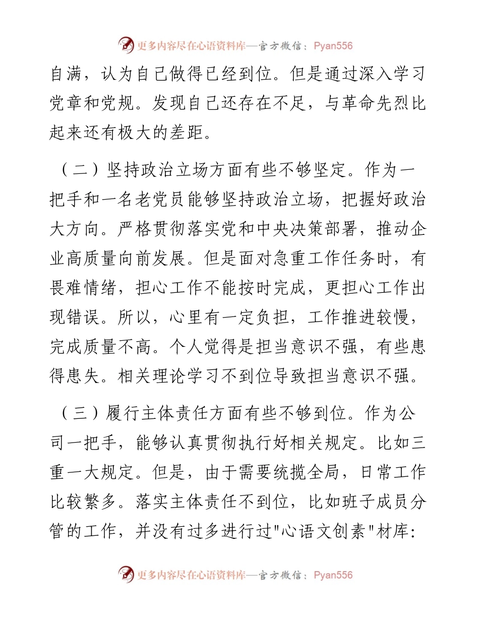 “全面建设清廉国企”专题民主生活会个人检视剖析材料.docx_第2页