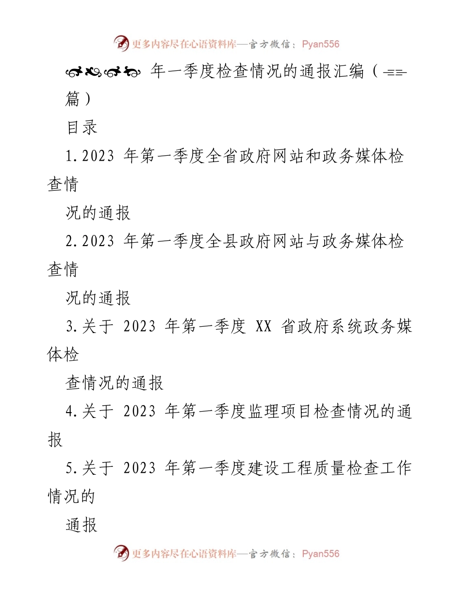[通报] 政务检查 - 2023年第一季度政府网站与政务媒体检查情况汇编.docx_第1页