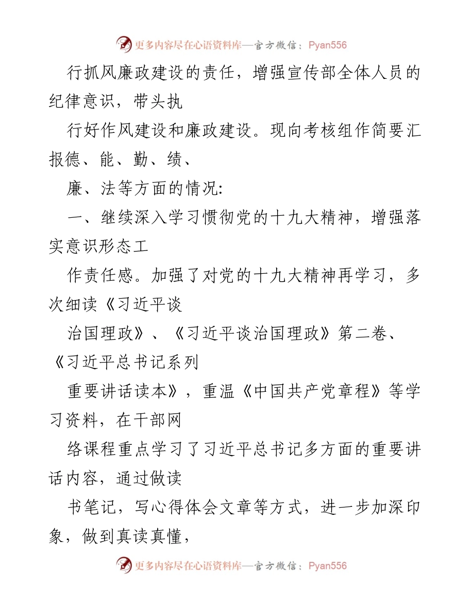[述职报告] 考核会议 - 宣传副部长年度述职述德述廉述法报告.docx_第2页