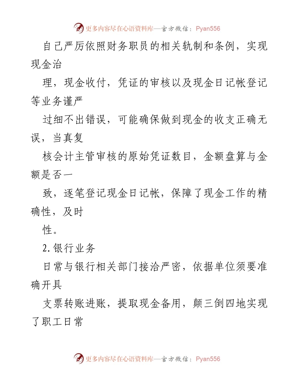[述职报告] 年度工作总结 - 财务出纳年度述职报告范文.docx_第2页