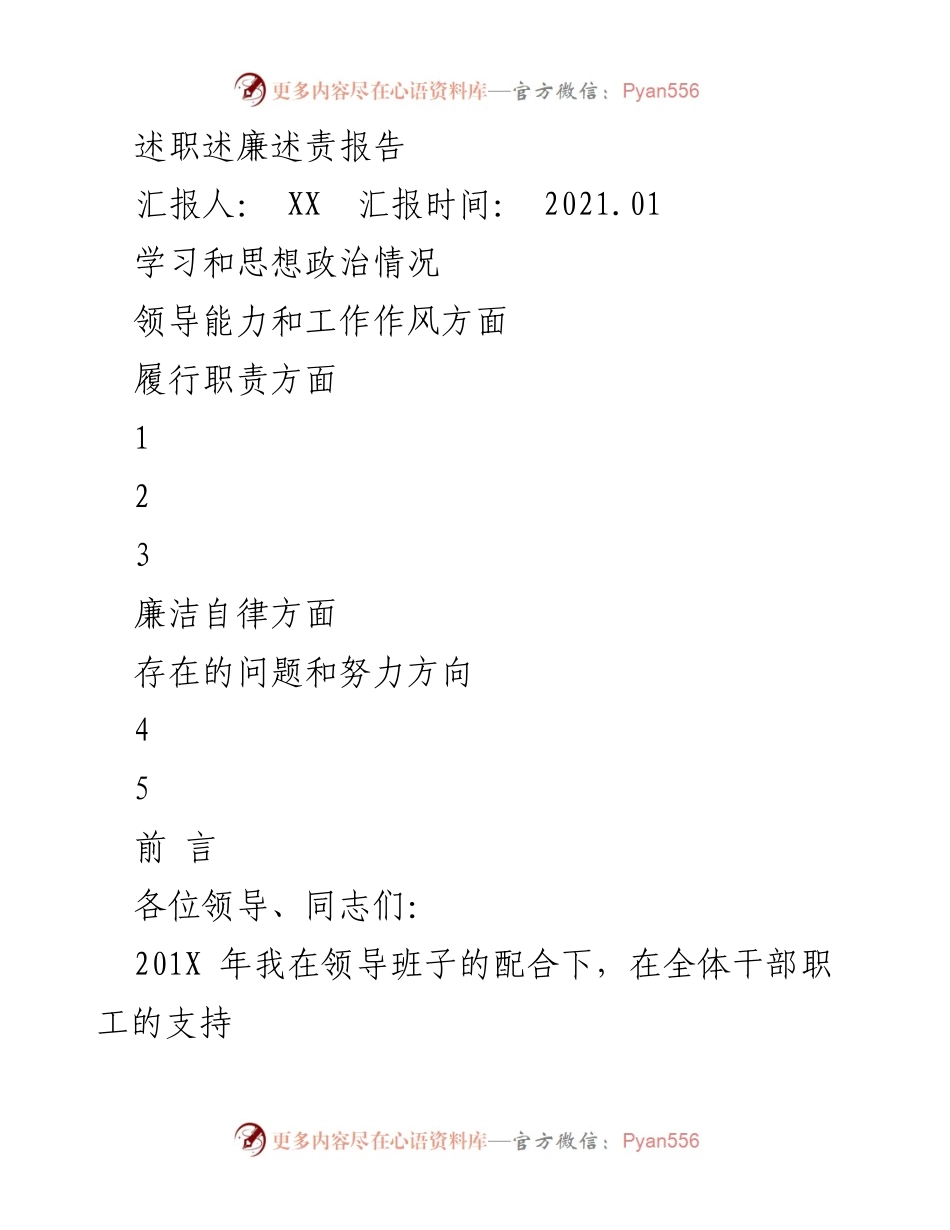 [述职报告] 述职会议 - 2020年度述职述廉述责总结报告.docx_第1页