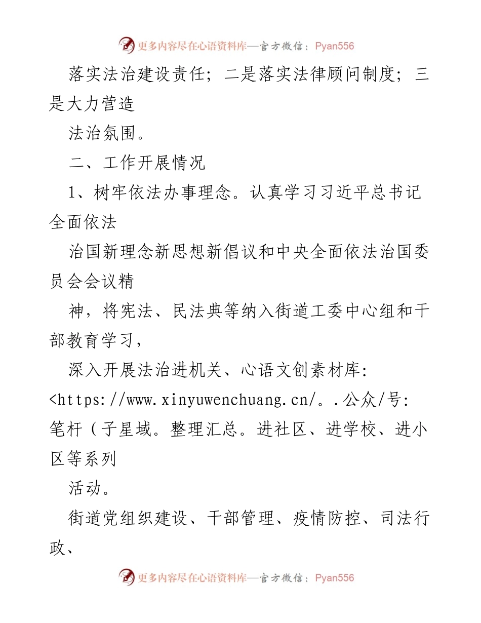 [述职报告] 街道法治建设 - 履行法治建设第一责任人职责述职报告.docx_第2页