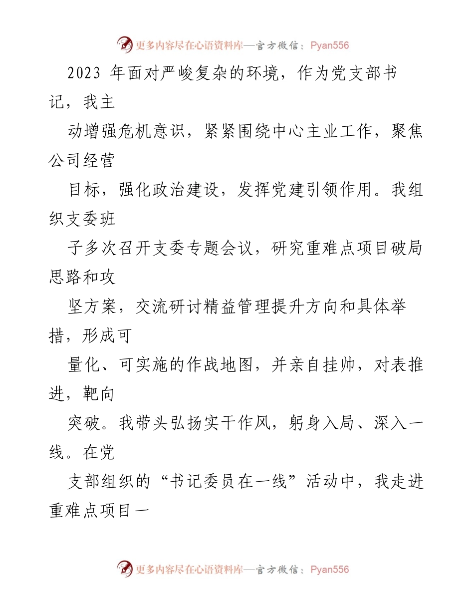 [述职报告] 国有企业党建工作 - 2023年党组织书记述职报告：强化党建、推动发展.docx_第2页