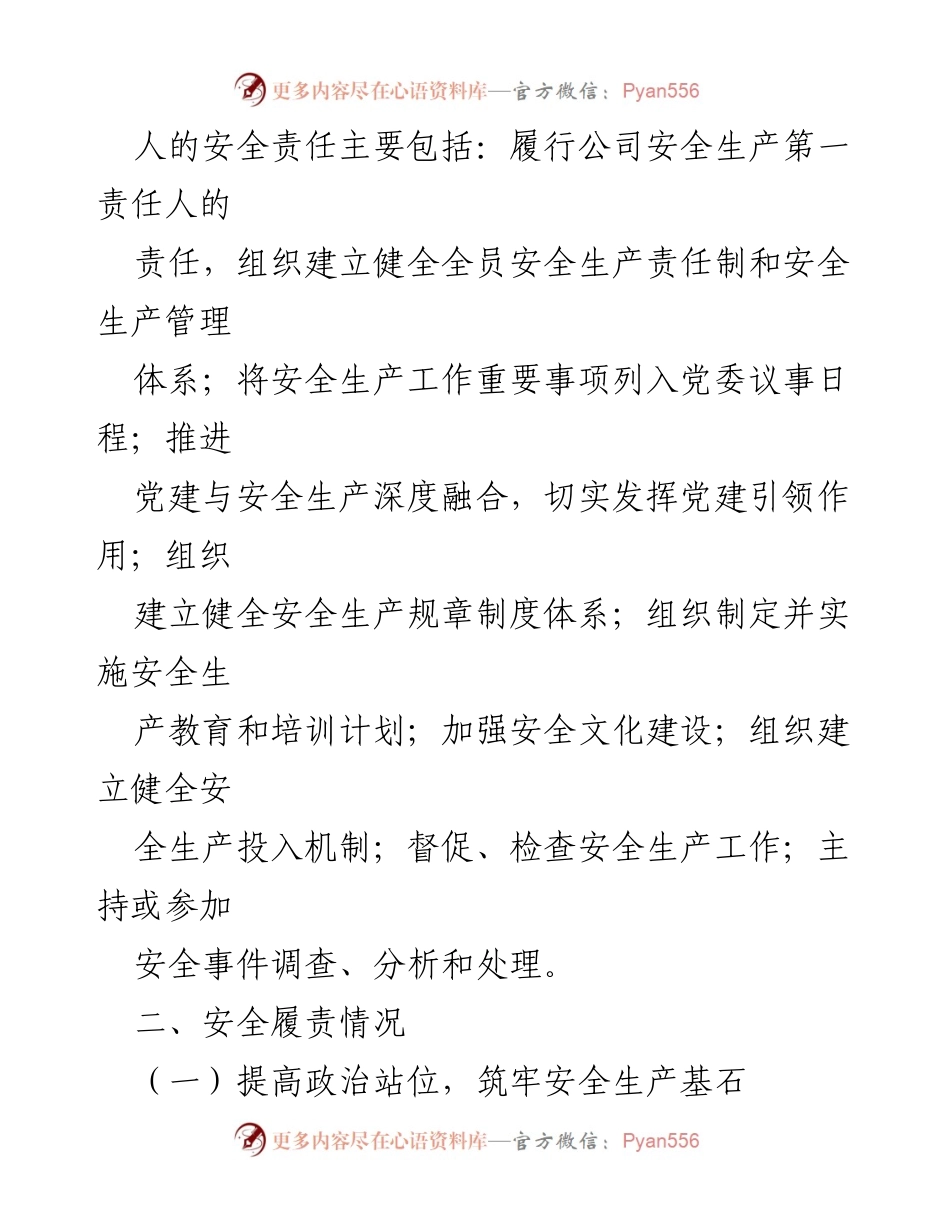 [述职报告] 安全生产工作 - 公司党委书记安全生产工作述职报告.docx_第2页
