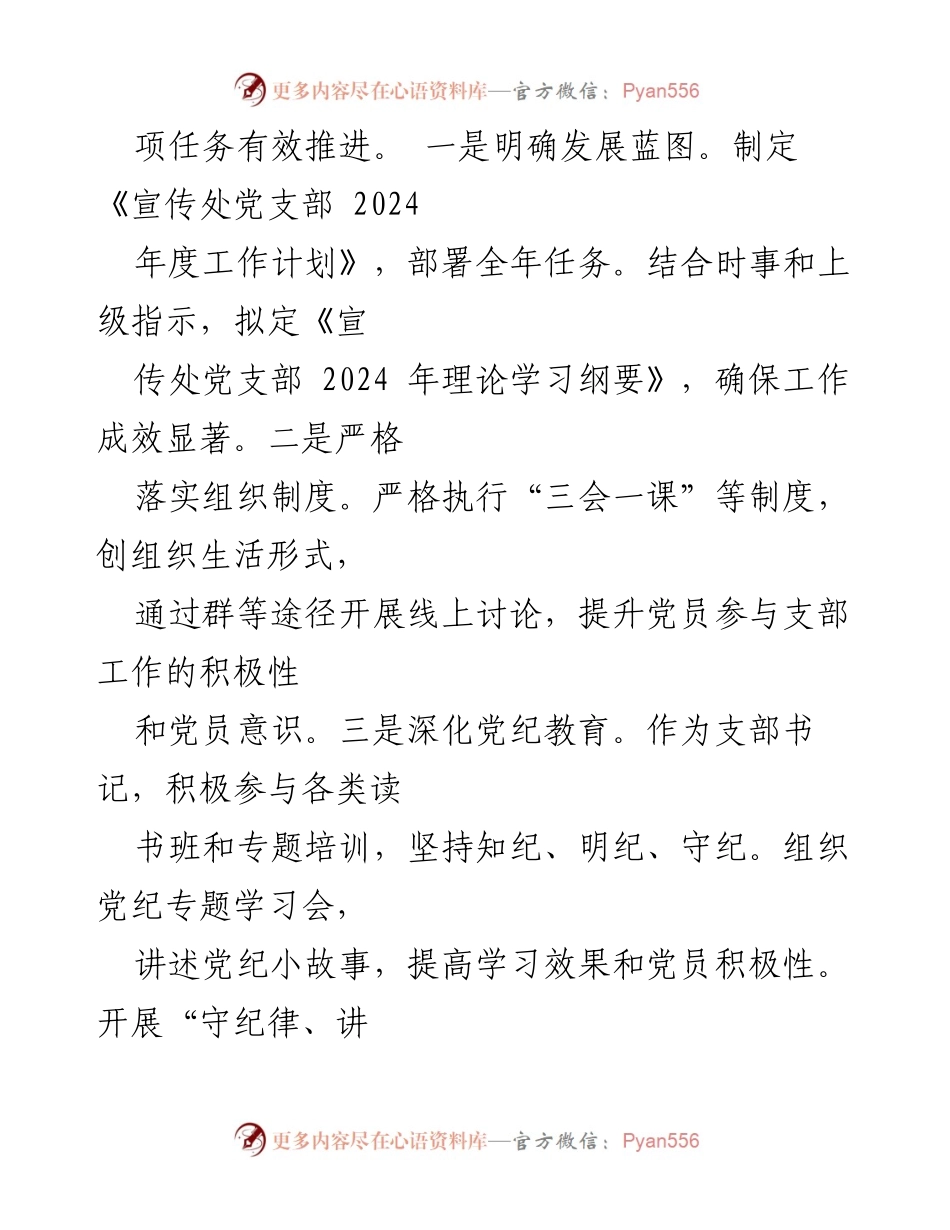 [述职报告] 支部书记 - 2024年党建工作述职报告.docx_第2页