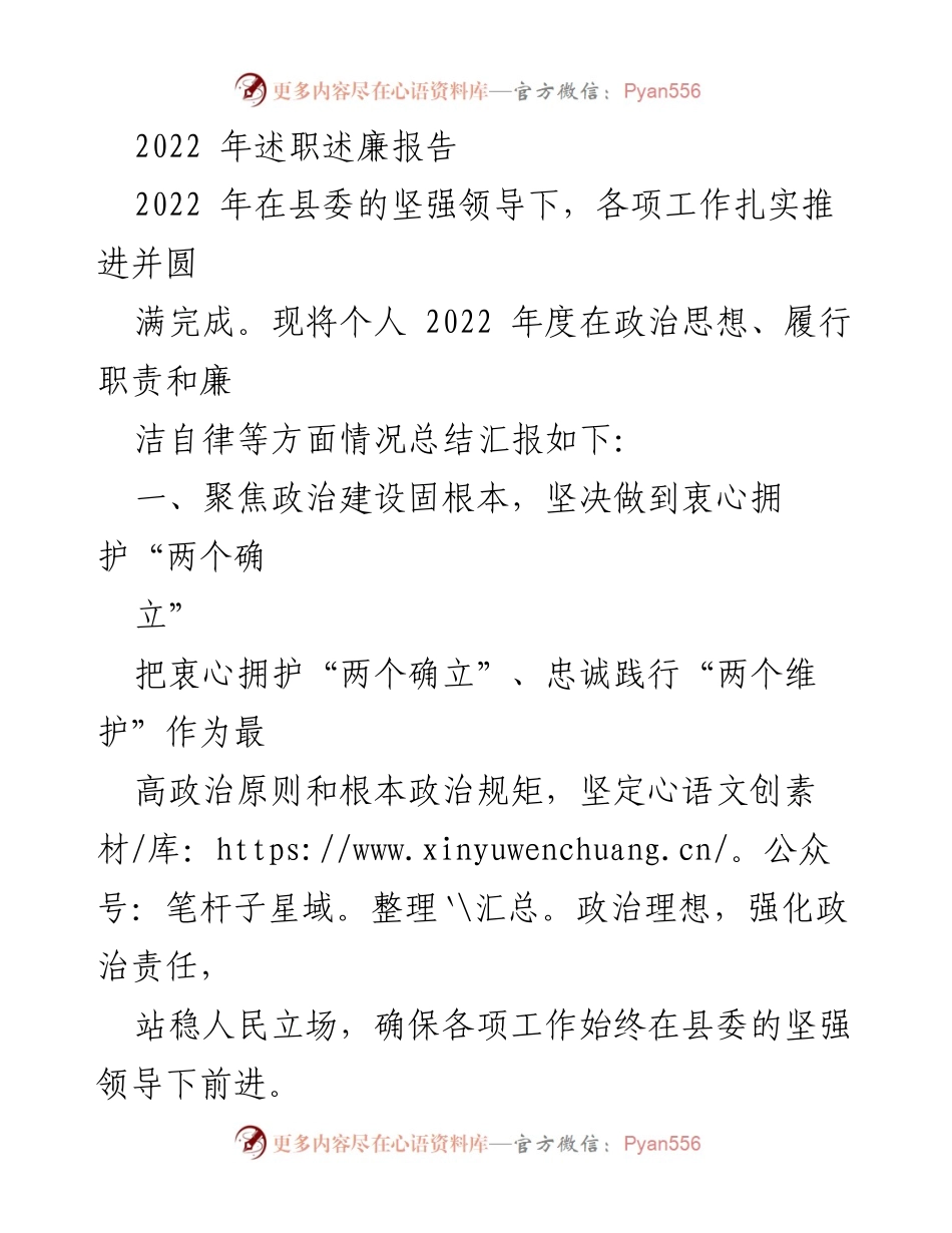 [述职报告] 年度总结 - 2022年度述职述廉报告_3.docx_第1页