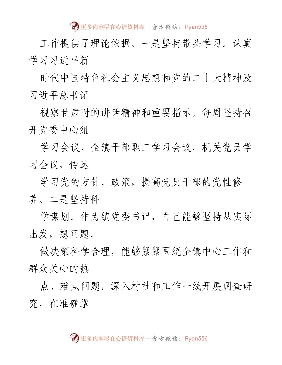 [述职报告] 镇党委书记年度考核 - 2023年度述职报告总结与反思.docx_第2页