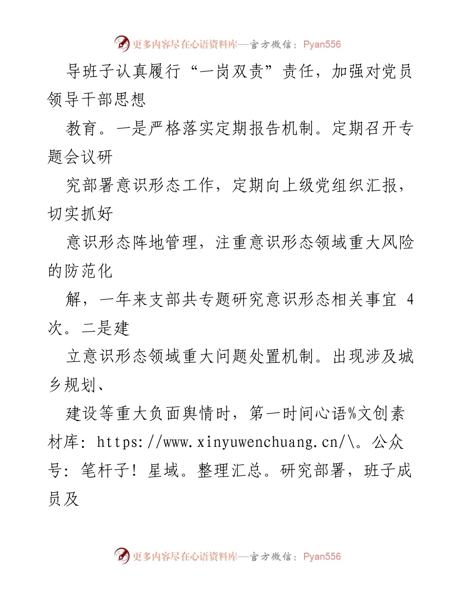[述职报告] 城市建设党支部 - 2022年度意识形态工作责任制落实情况总结_1.docx_第2页