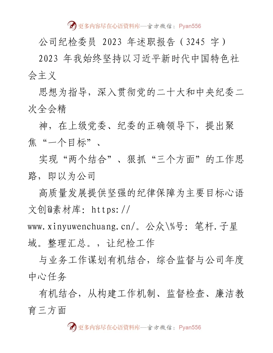 [述职报告] 纪检工作 - 2023年纪检委员述职报告总结.docx_第1页