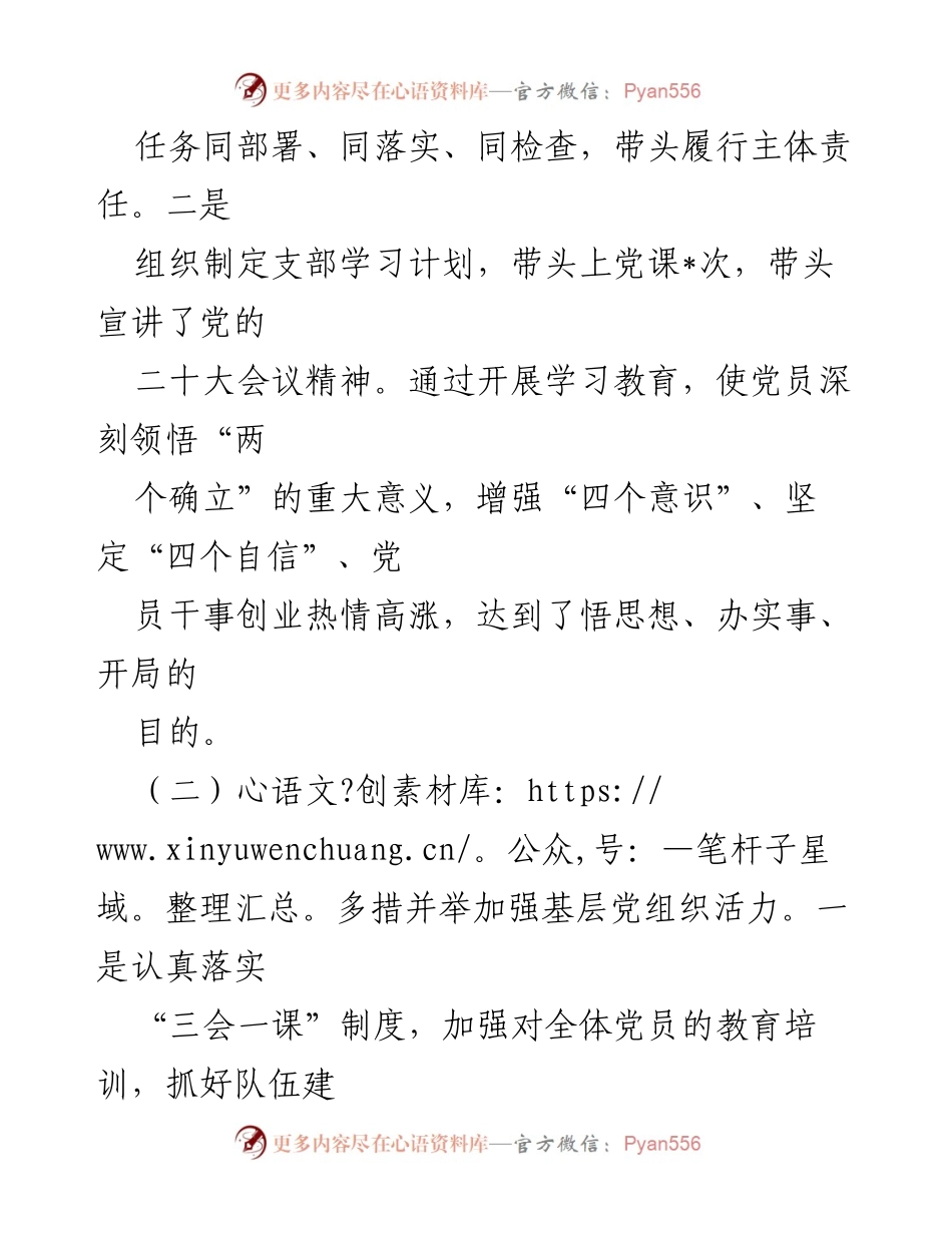 [述职报告] 年度工作总结 - 支部书记年度抓基层党建工作述职报告.docx_第2页