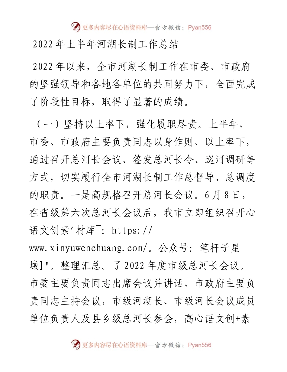 上半年河湖长制工作总结.docx_第1页