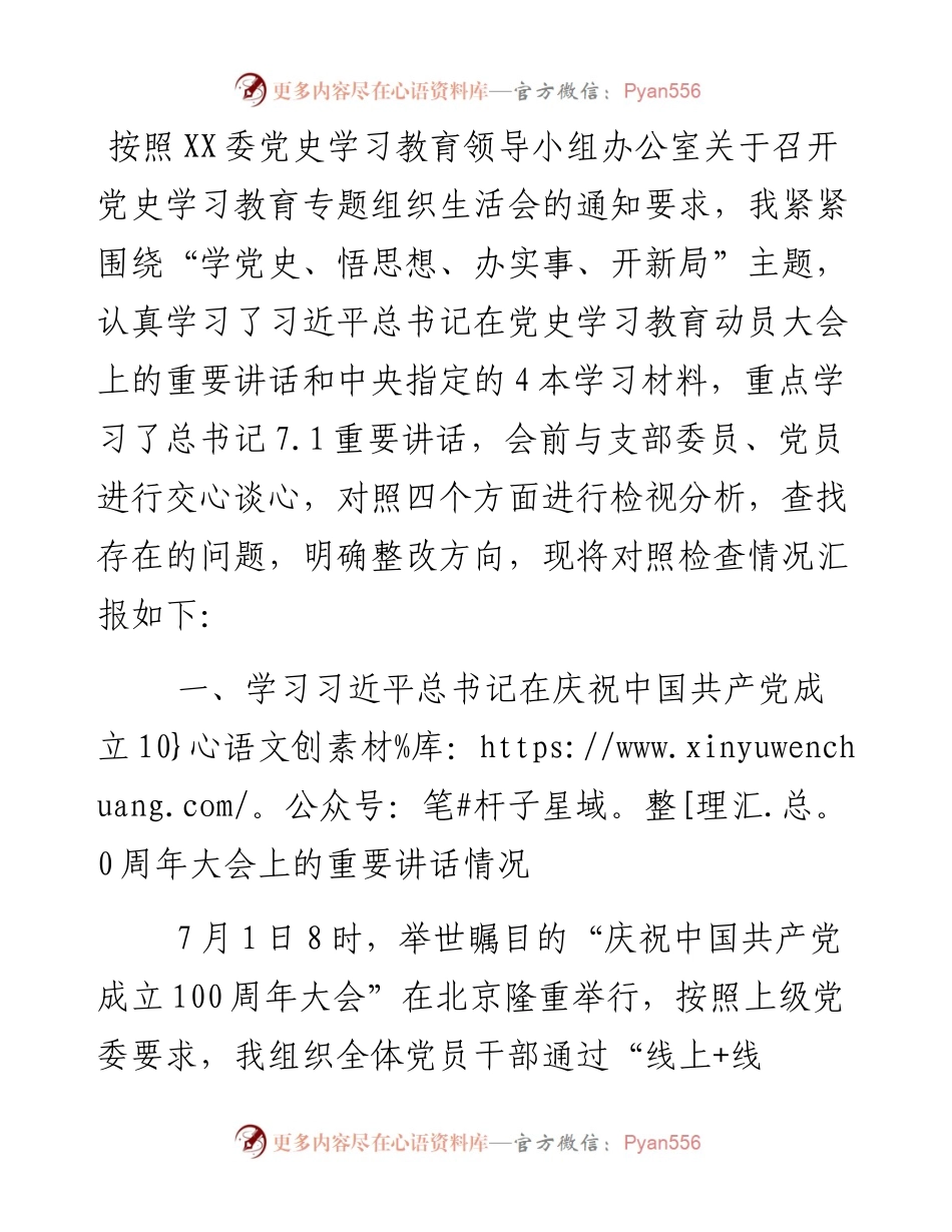 党支部书记组织生活会个人检视剖析材料.docx_第1页