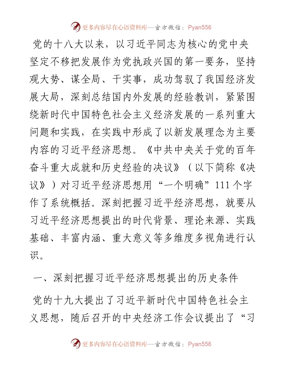 党课讲稿：深刻理解经济思想的重要性.docx_第1页