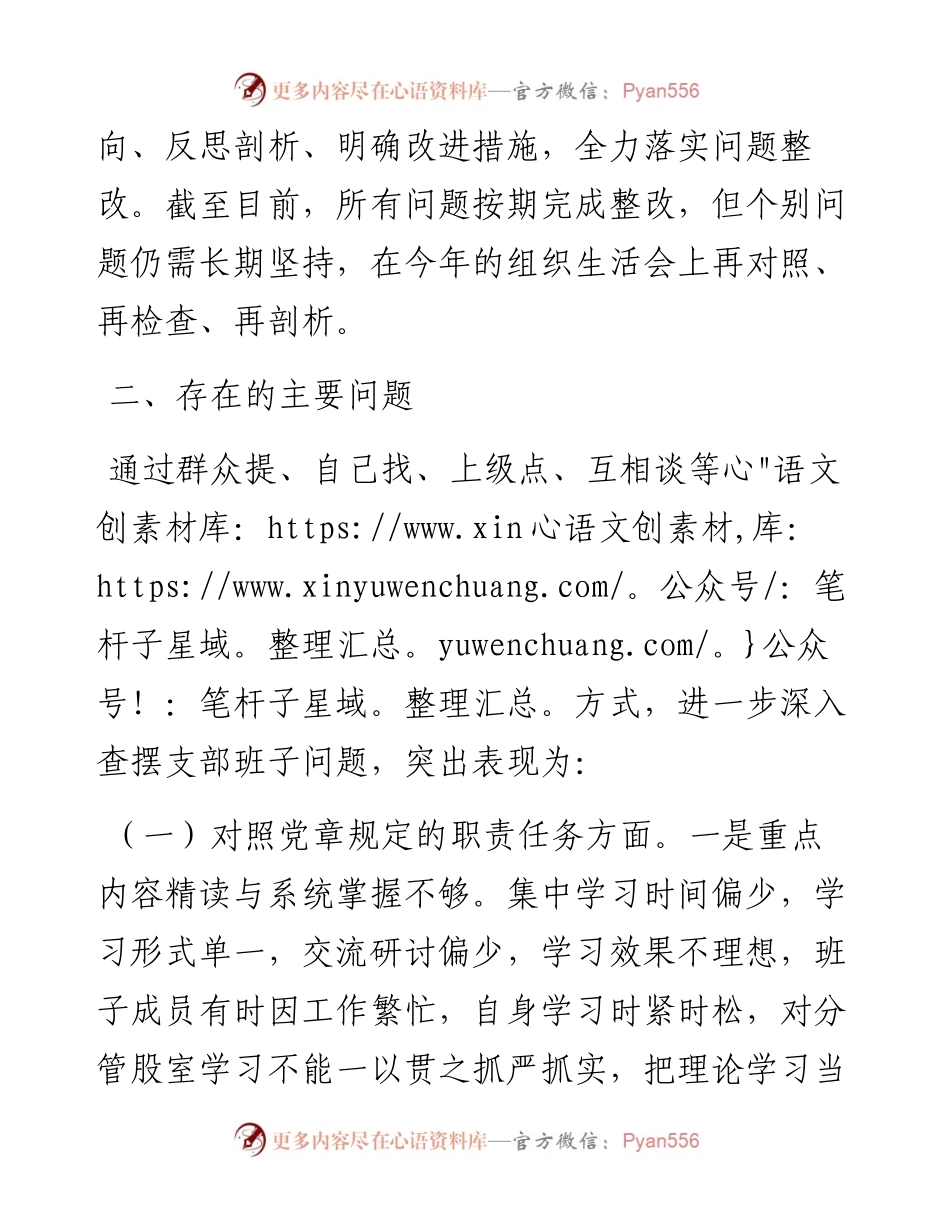 党支部（班子）度组织生活会班子对照检查材料（4516字）.docx_第2页