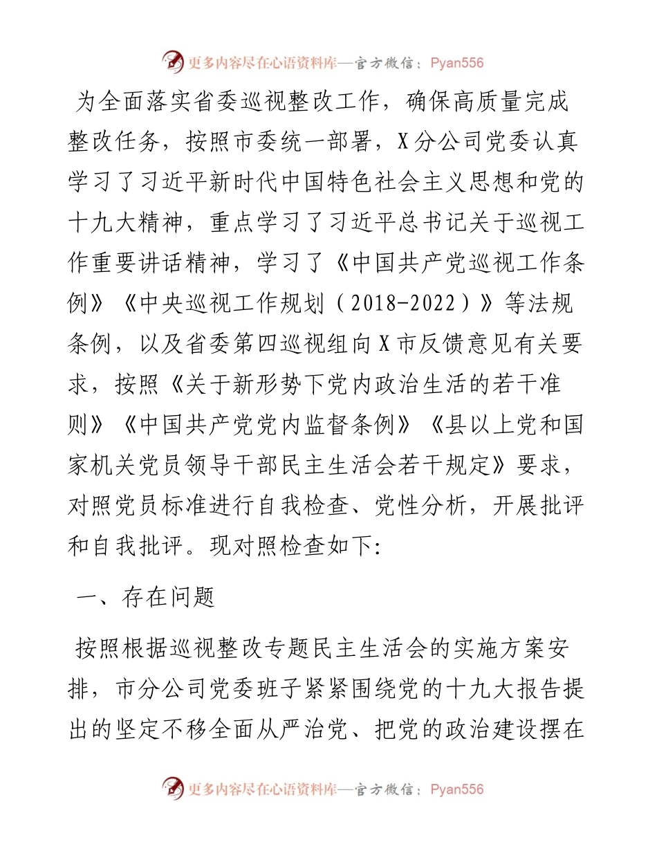 企业领导班子巡视整改专题民主生活会对照检查材料5篇.docx_第2页