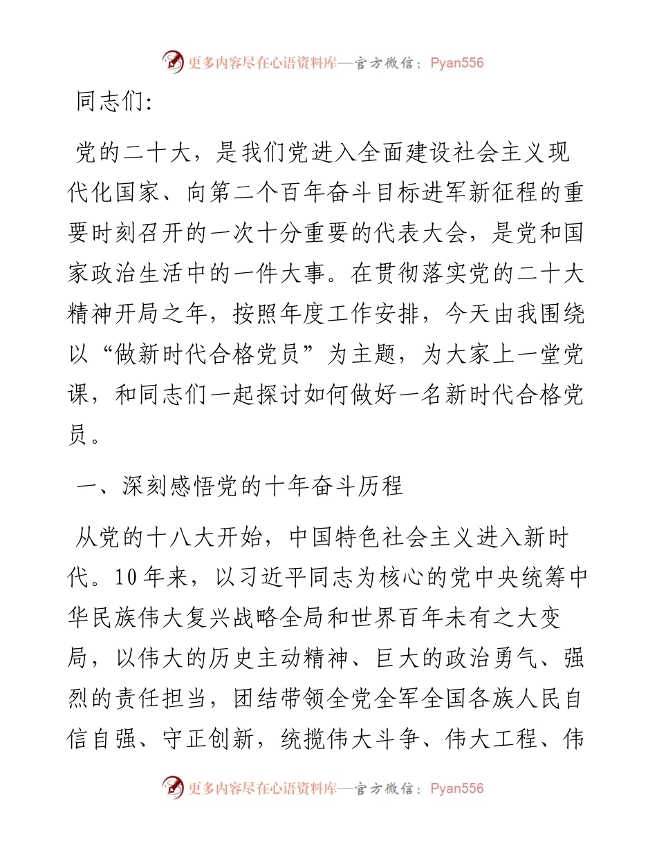 党课讲稿：做新时代合格党员.docx_第1页