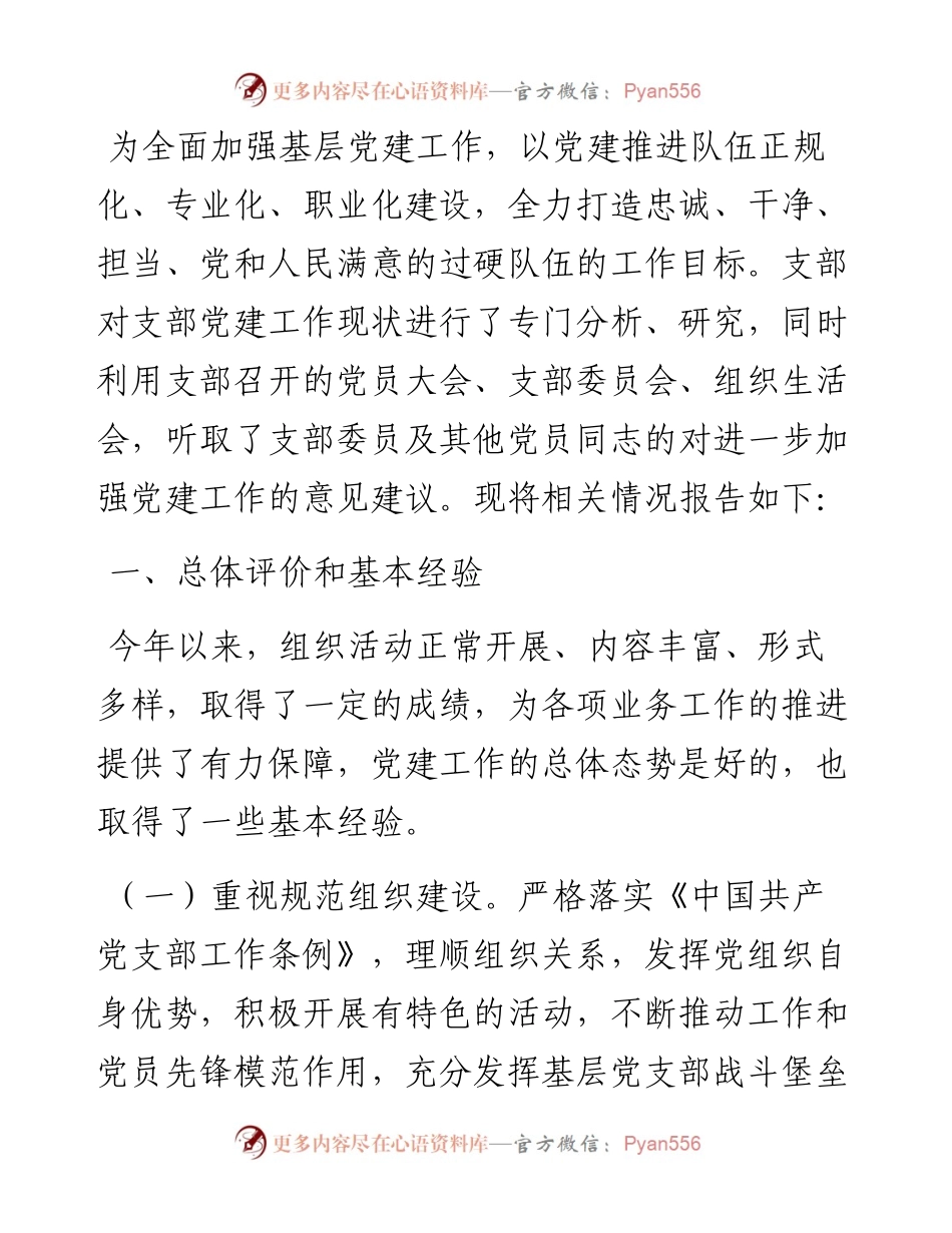 党支部基层党建工作开展情况报告.docx_第1页