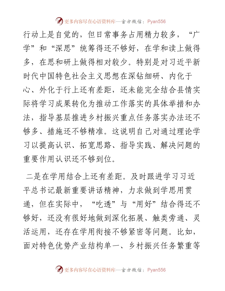 乡村振兴领域主题教育专题民主生活会个人对照检查发言提纲.docx_第2页