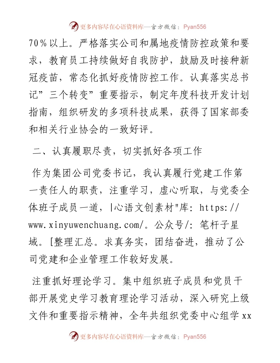 企业党委书记年度述职述廉报告范文.docx_第2页