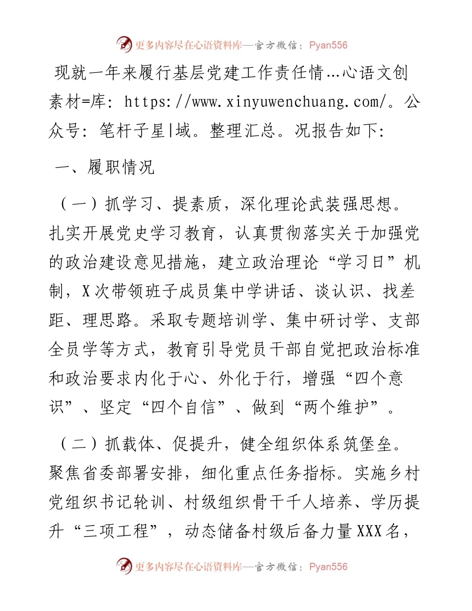 党组织书记度抓基层党建工作述职报告.docx_第1页