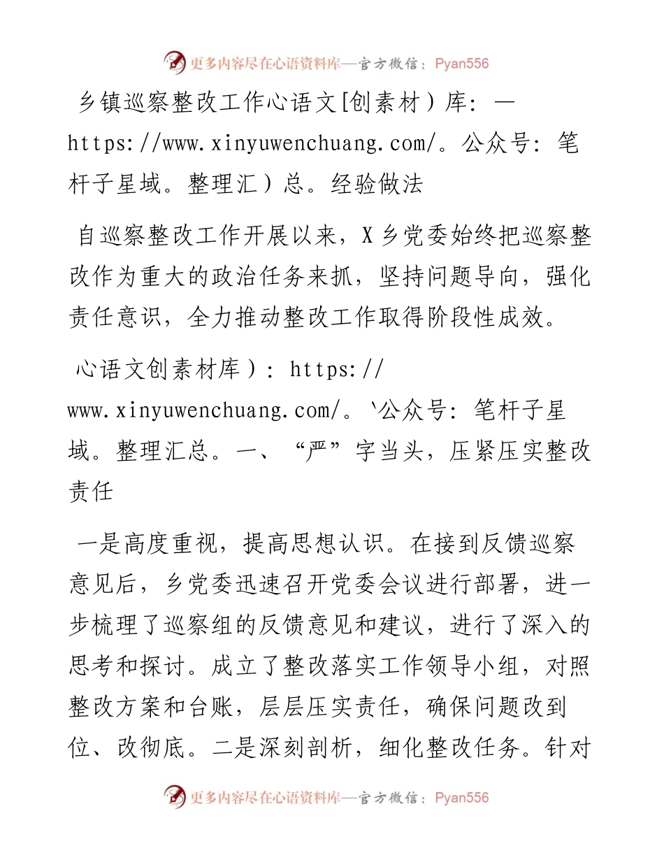 乡镇巡察整改工作经验做法.docx_第1页