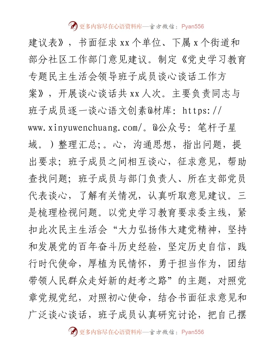 党史学习教育专题民主生活会召开情况报告.docx_第2页