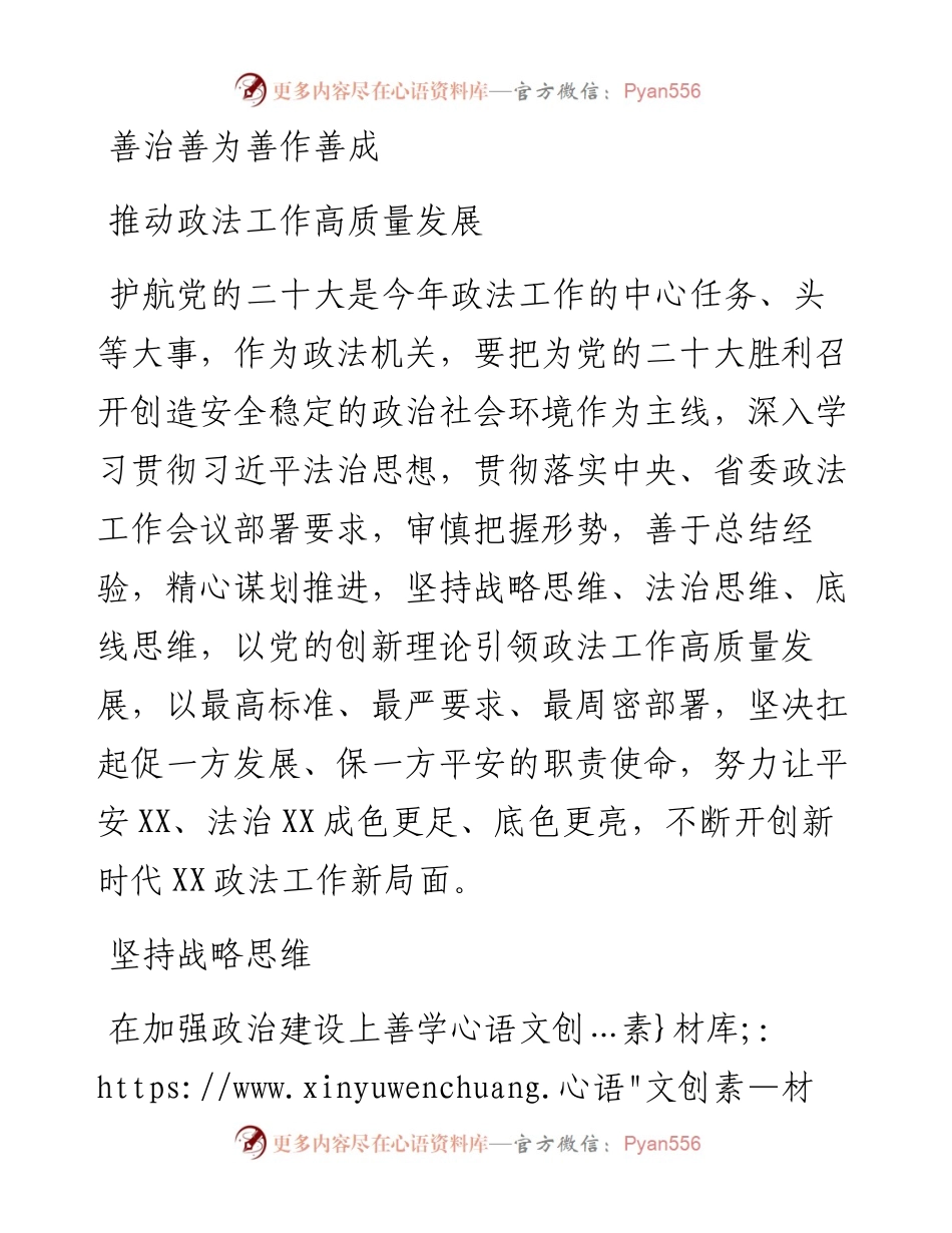 二十大访谈--善治善为善作善成推动政法工作高质量发展.docx_第1页