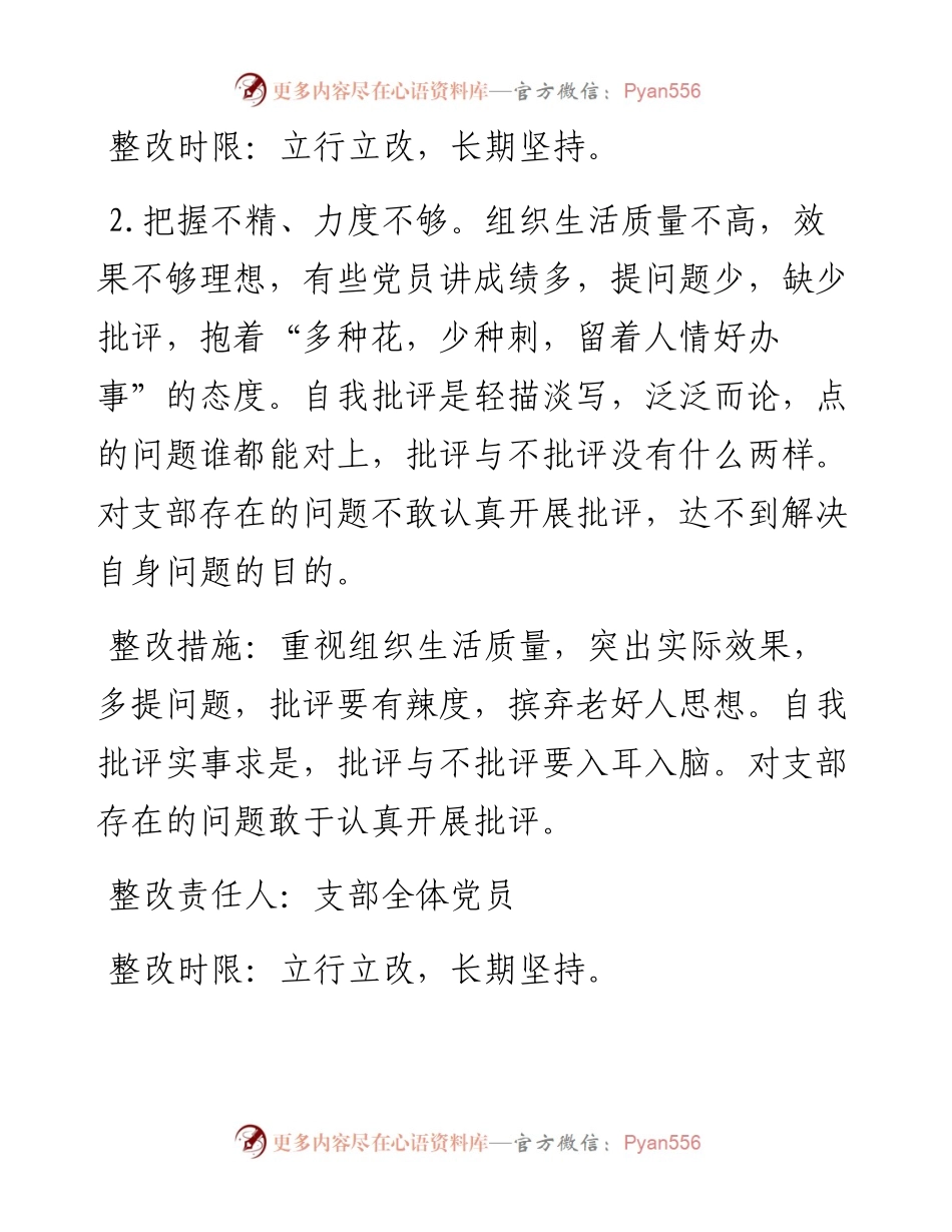 党支部2023年度基层党组织组织生活会班子整改清.docx_第2页