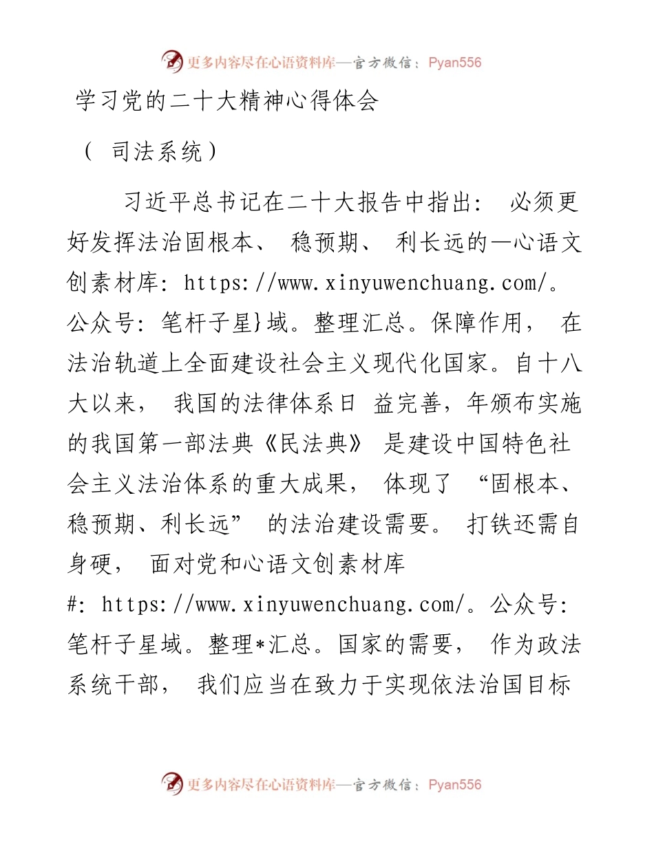 二十大精神心得体会（司法系统）.docx_第1页