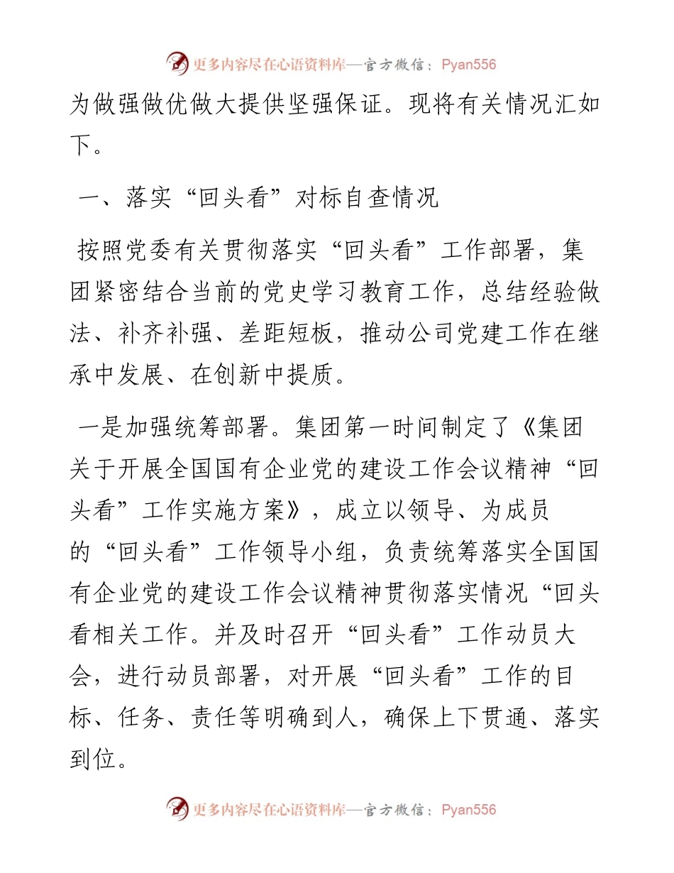 企业党建工作会议贯彻落实“回头看”情况汇报材料.docx_第2页