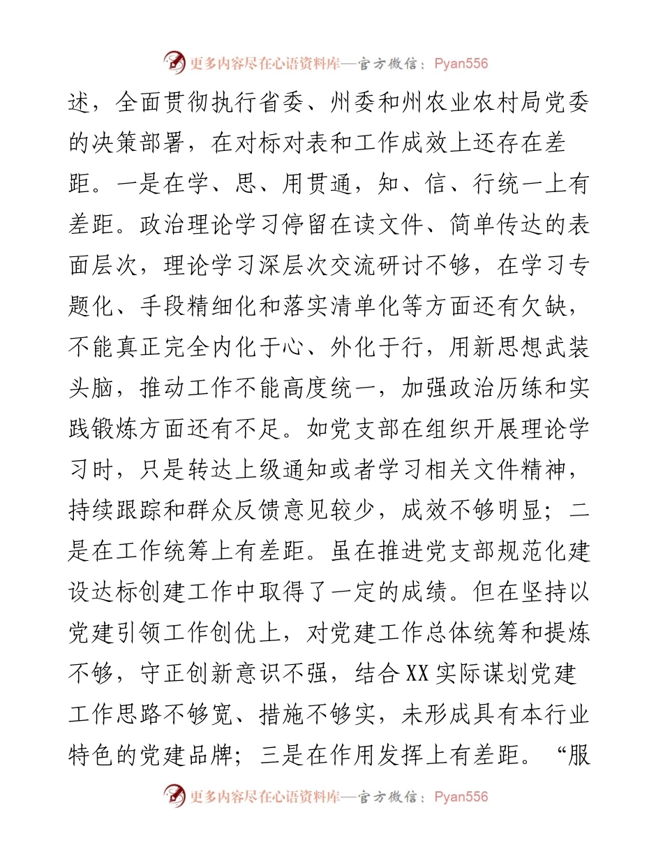党支部班子度组织生活会对照检查材料.docx_第2页