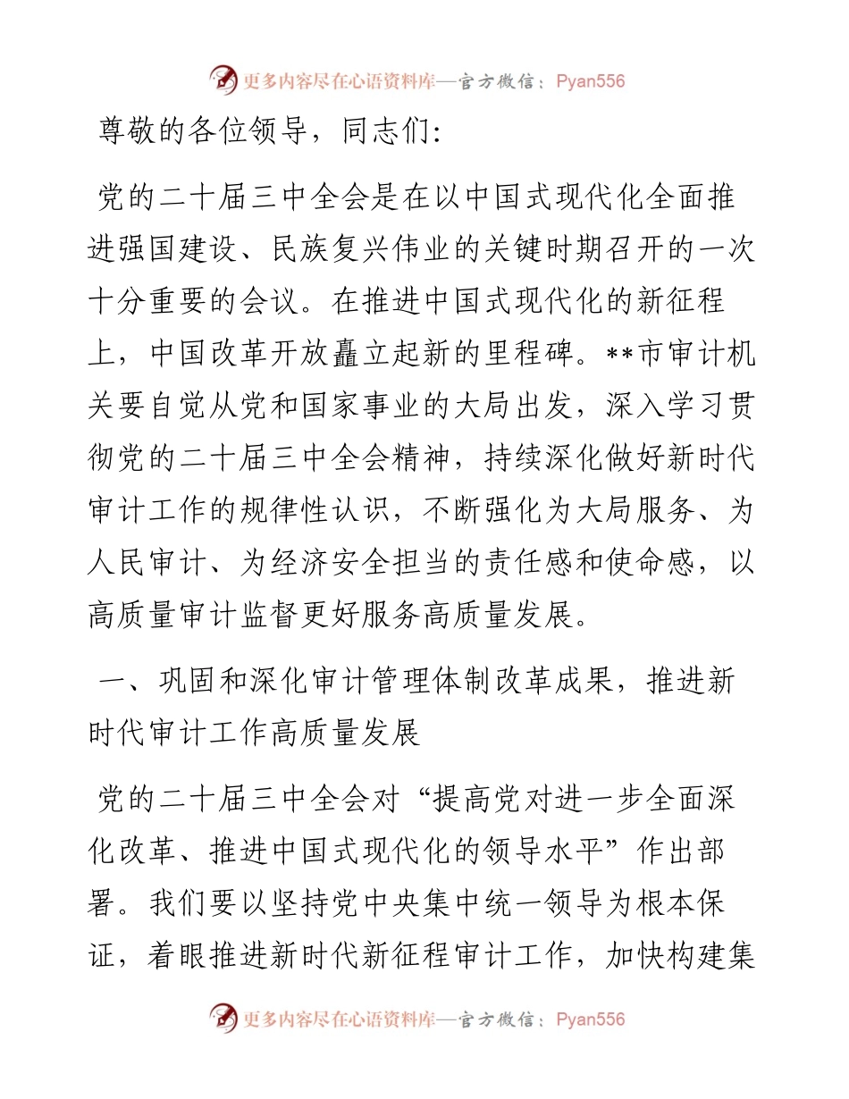 交流发言：知行合一 善作善成 更好发挥审计监督独特作用.docx_第1页