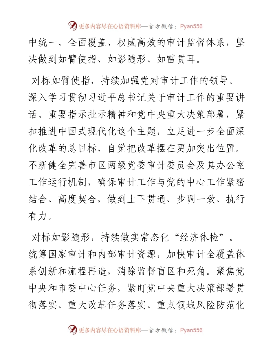 交流发言：知行合一 善作善成 更好发挥审计监督独特作用.docx_第2页
