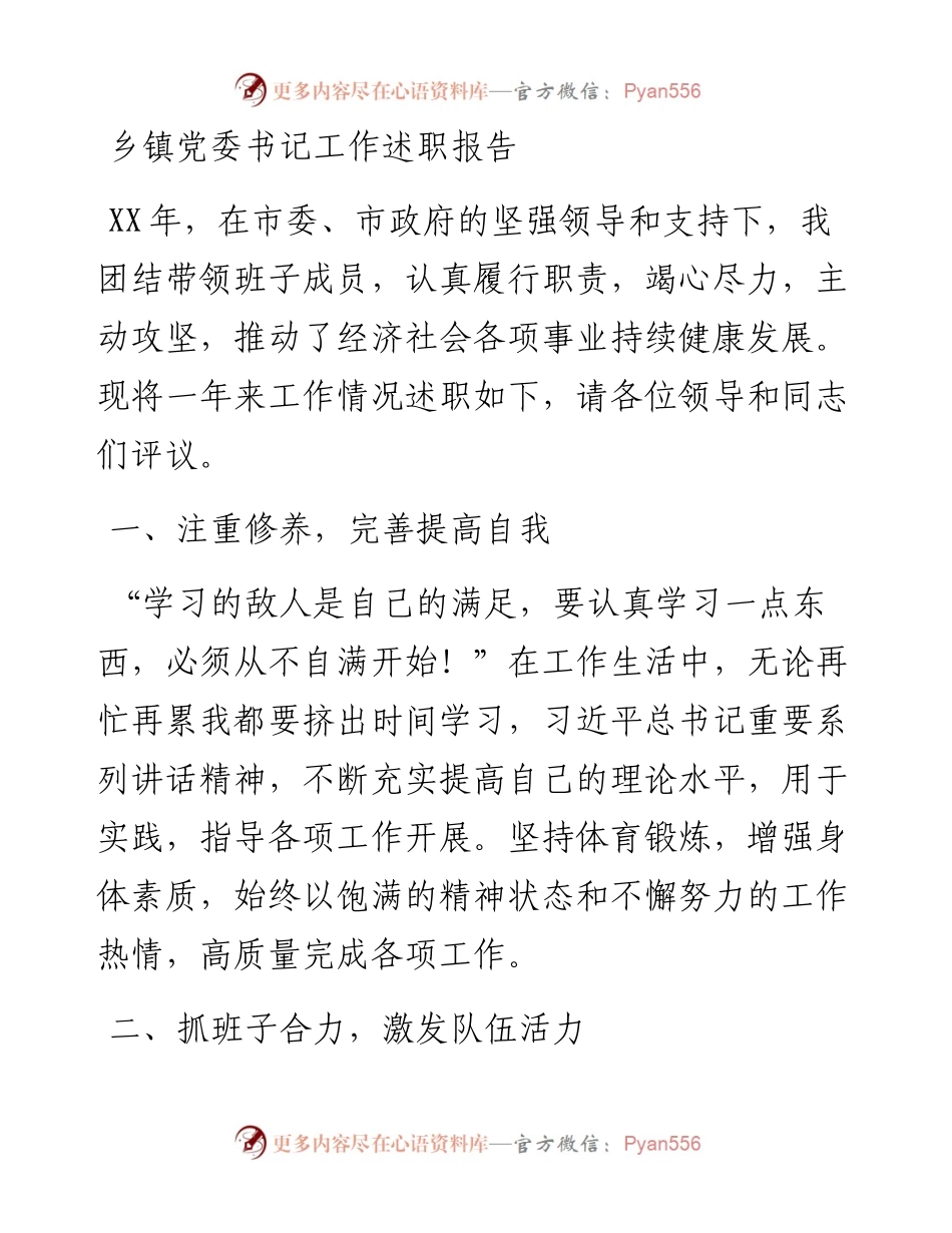 乡镇党委书记工作述职报告.docx_第1页