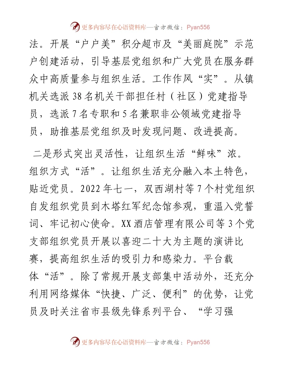 乡镇严肃基层组织生活经验交流材料.docx_第2页