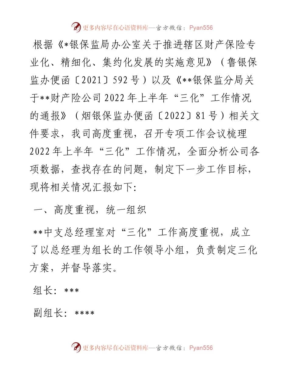 保险公司关于上半年公司运营情况的报告.docx_第1页