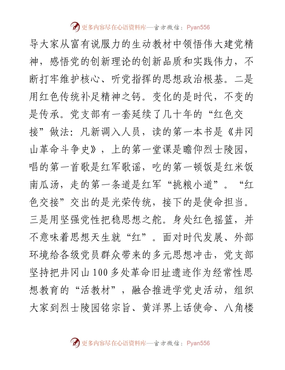 党建座谈会发言：传承红色基因锻造全面过硬党组织.docx_第2页